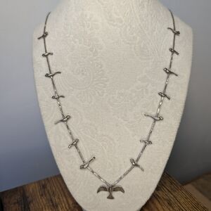 Vintage 25" Sterling Liquid Silver w/Birds Fetish Necklace